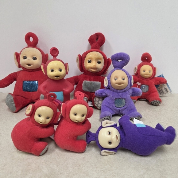 Lot Of 8 Plush, Action Figure And Key Clip Chain Teletubbies - Picture 1 of 9